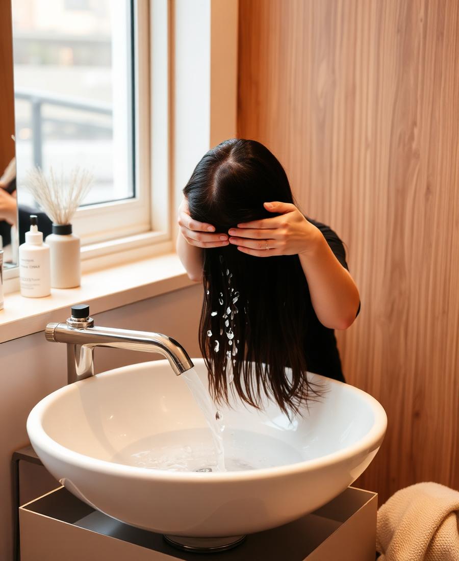 Hårtvätt vid salongens tvättstol